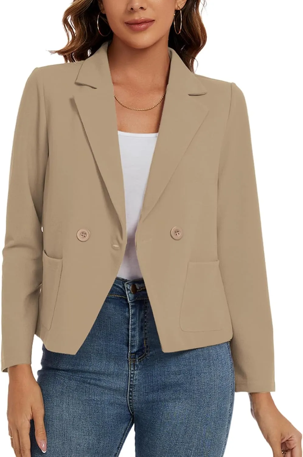 MINTLIMIT Women's Long Sleeve Blazers Button Front Notch Lapel Jacket Work Office Blazer with Pockets