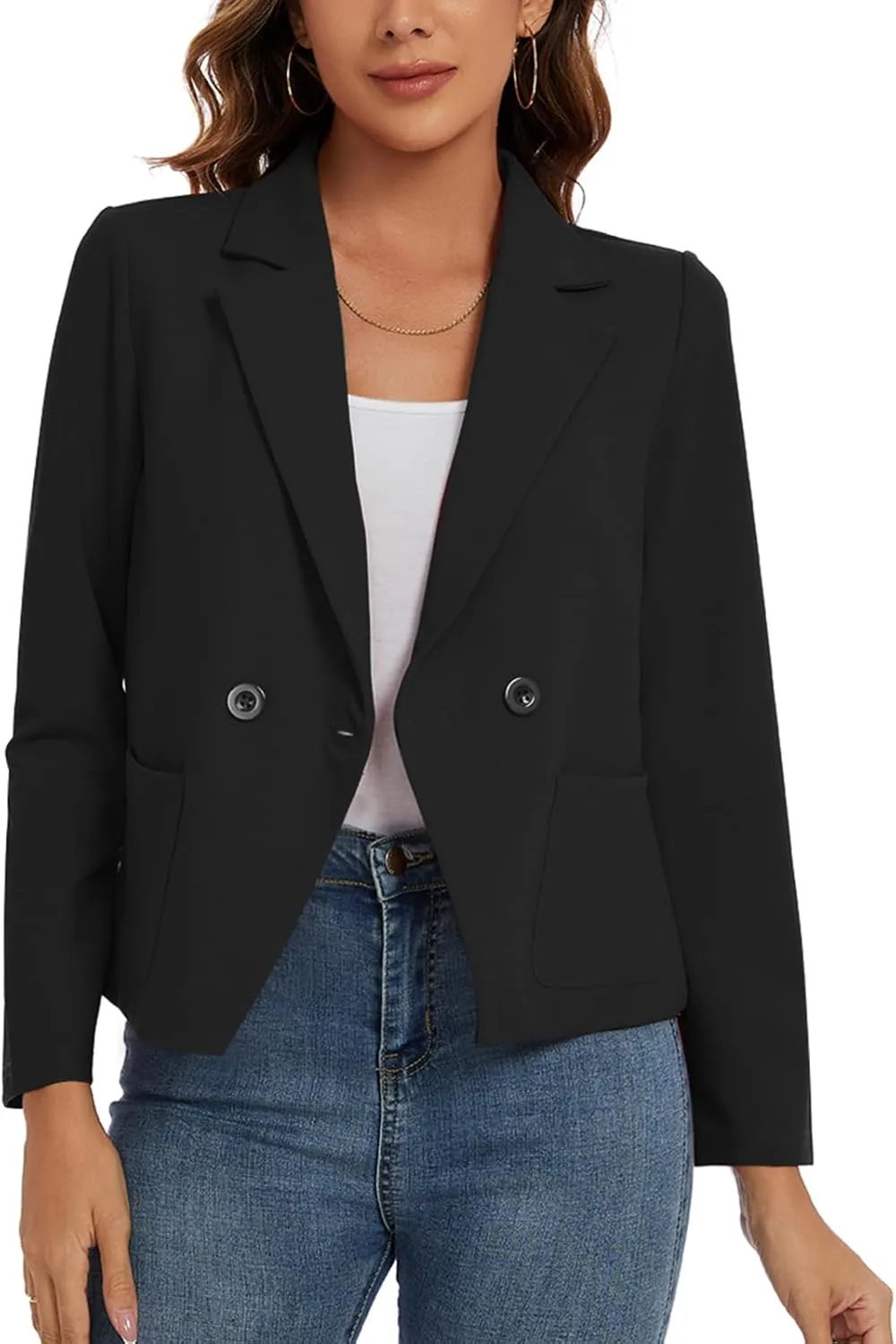 MINTLIMIT Women's Long Sleeve Blazers Button Front Notch Lapel Jacket Work Office Blazer with Pockets