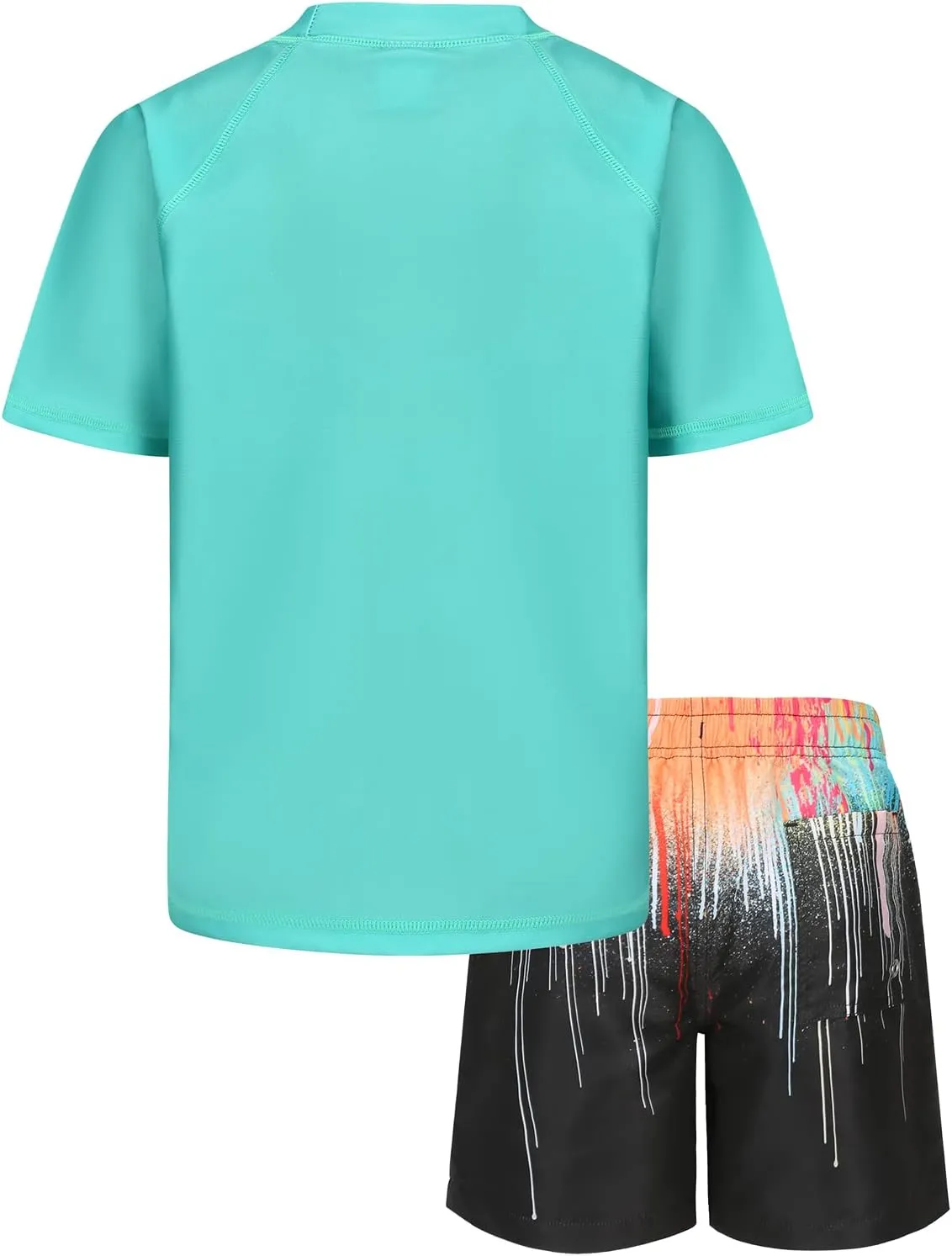 Moon Tree Boys Rash Guard Set for Boys 2 Piece Swimsuits Short Sleeve Bathing Suits with Trunks Quick Dry Swim Shirts