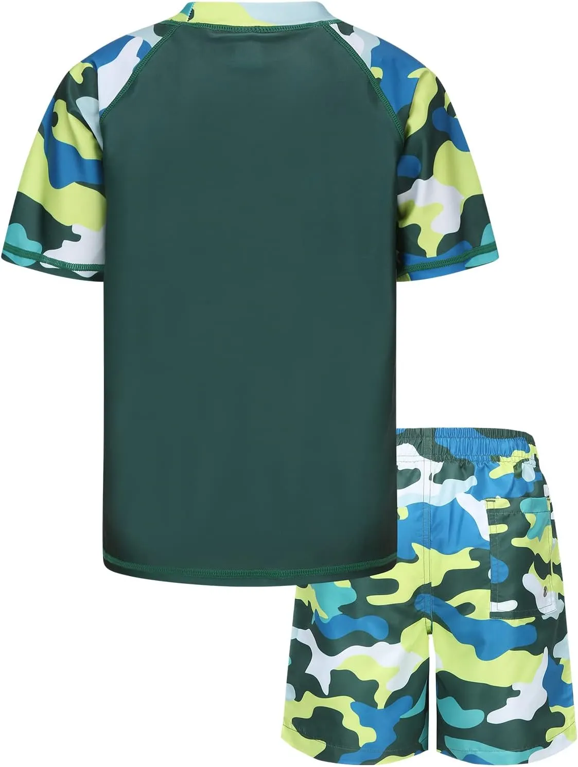 Moon Tree Boys Rash Guard Set for Boys 2 Piece Swimsuits Short Sleeve Bathing Suits with Trunks Quick Dry Swim Shirts