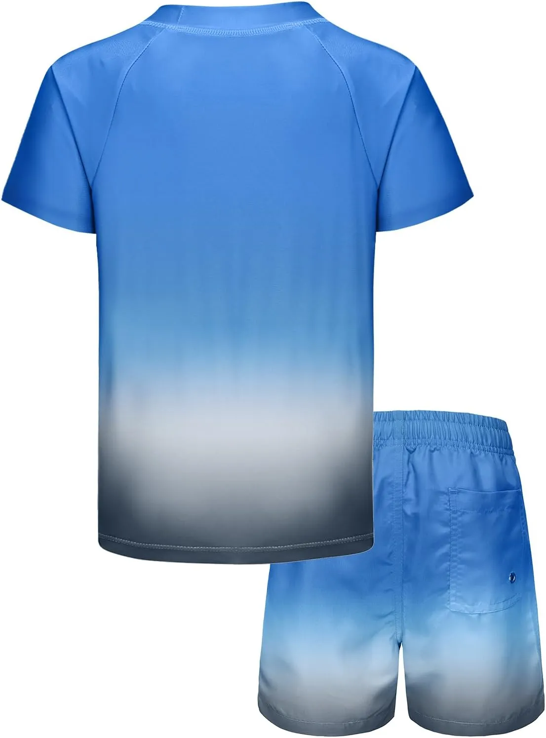 Moon Tree Boys Rash Guard Set for Boys 2 Piece Swimsuits Short Sleeve Bathing Suits with Trunks Quick Dry Swim Shirts