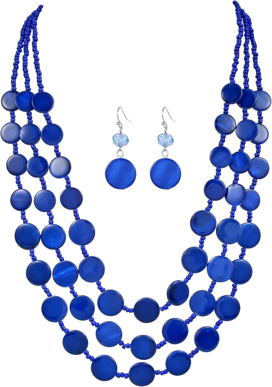 Multi layered Chunky Beaded Necklaces for Women Boho Colorful Shell Strand Statement Necklaces With Earrings Set Fashion Costume Jewelry Gifts