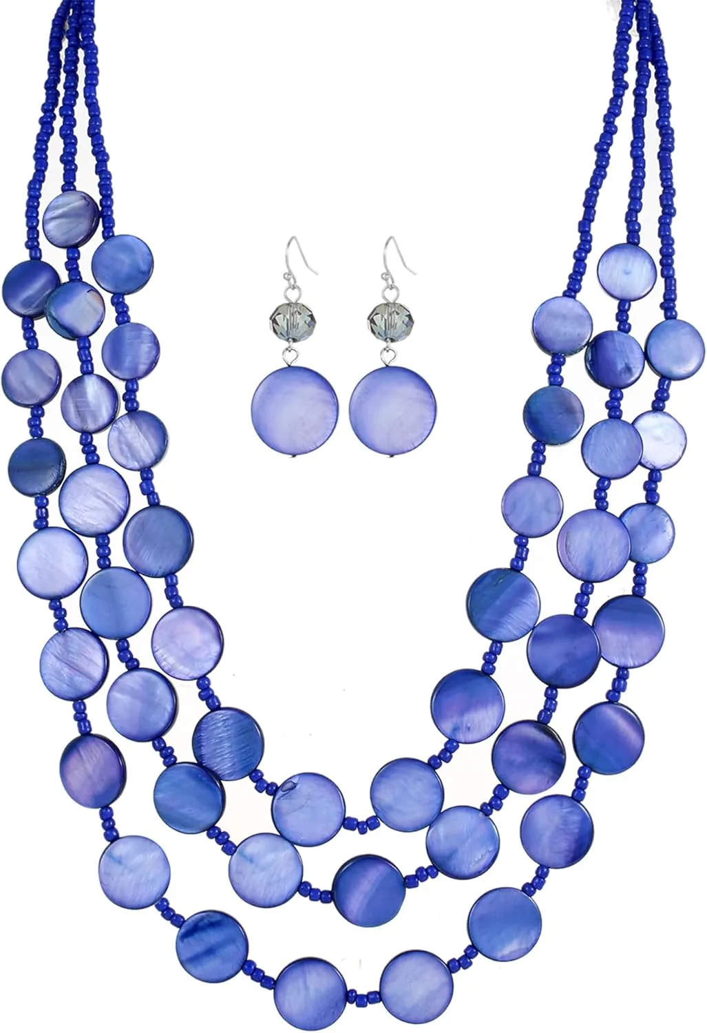 Multi layered Chunky Beaded Necklaces for Women Boho Colorful Shell Strand Statement Necklaces With Earrings Set Fashion Costume Jewelry Gifts