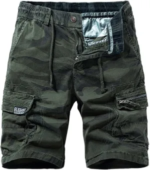 Muscularfit Big and Tall Cargo Shorts for Men 2023 Casual Drawstring Elastic Waist Tooling Shorts 7" Inseam Waistband Shorts