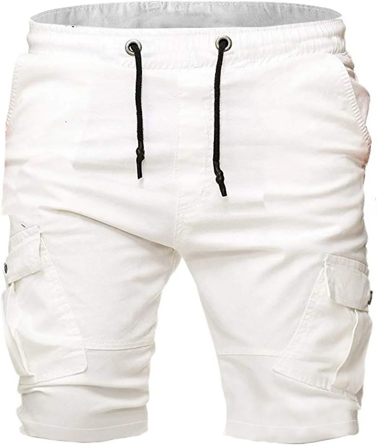 Muscularfit Cotton Shorts Men 2023 Slim Fit Drawstring Elastic Waist Multi Pockets Cargo Shorts Outdoor Solid Tooling Shorts