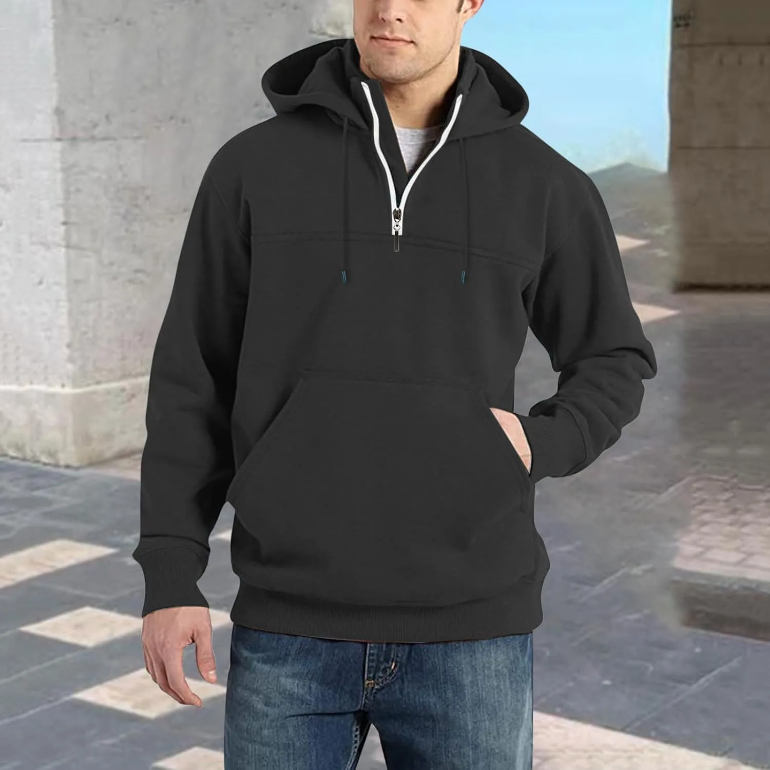 Muscularfit Mens Sweatshirt Hoodie Zip Up Lightweight Gym Athletic Sweatshirt Hooded Pullover Casual Long Sleeve Fall Hoodies