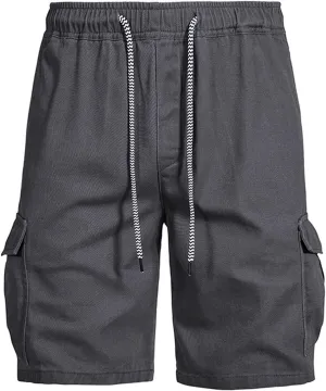 Muscularfit Slim Fit Shorts Men 2023 Causal Drawstring Elastic Waist Cargo Shorts 5" Inseam Pleat Front Summer Beach Shorts