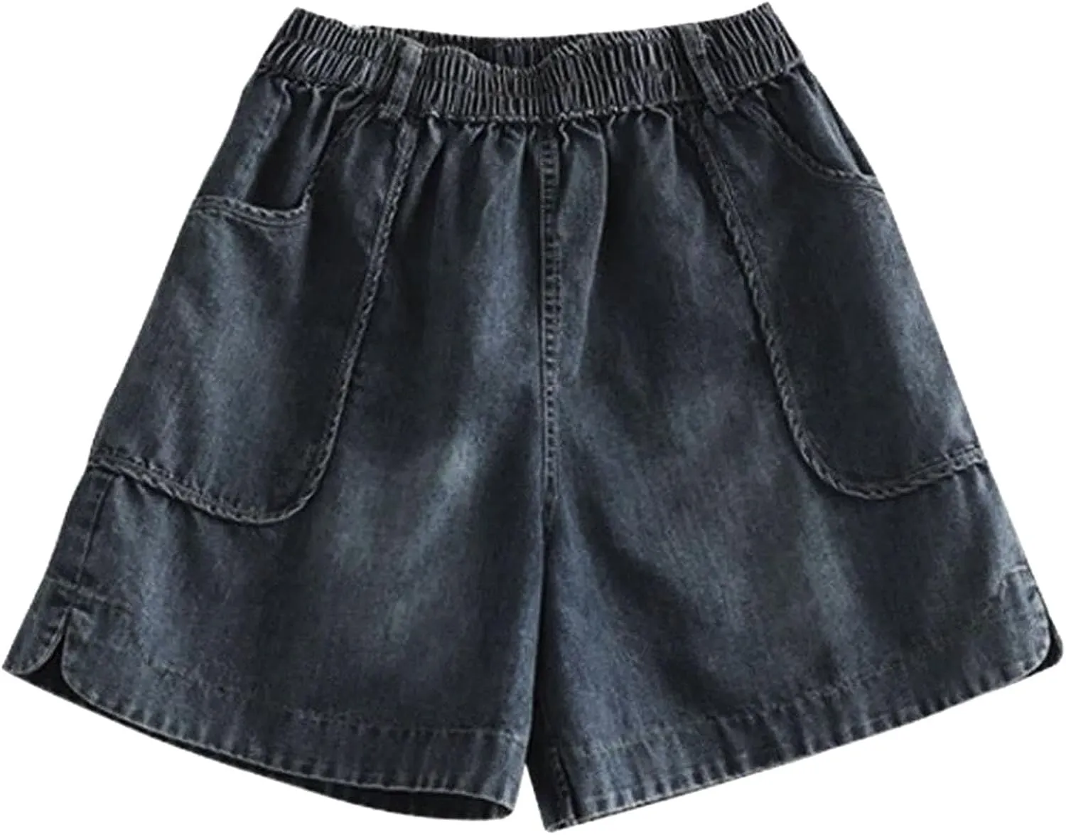 NATHGAM Womens Wide Leg Jean Shorts Baggy High Waisted Denim Shorts Lightweight Comfy Jeans Shorts 80s Plus Size with Pockets