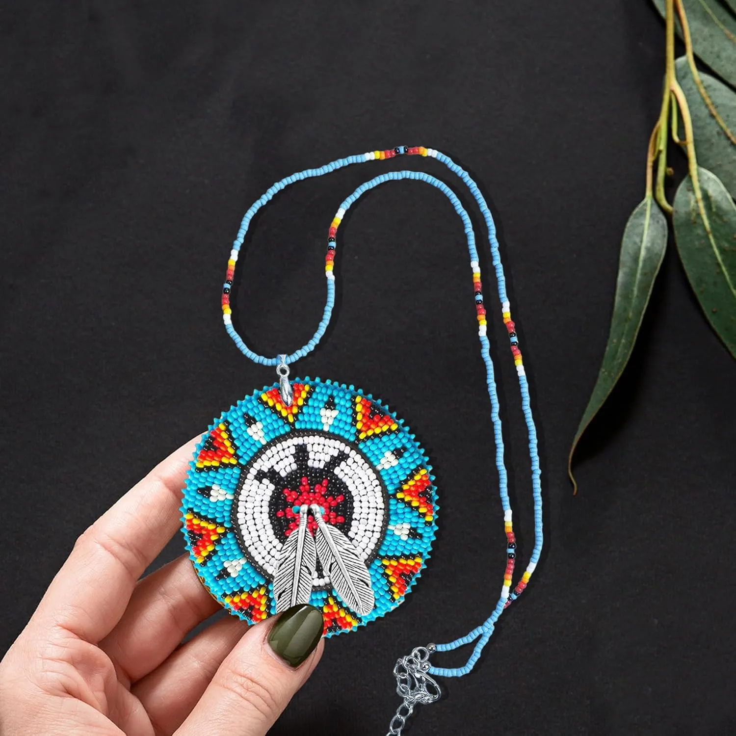 Native American Beaded Handmade Necklace, Indigenous Women Necklace Pendant With Native American Style for Woman