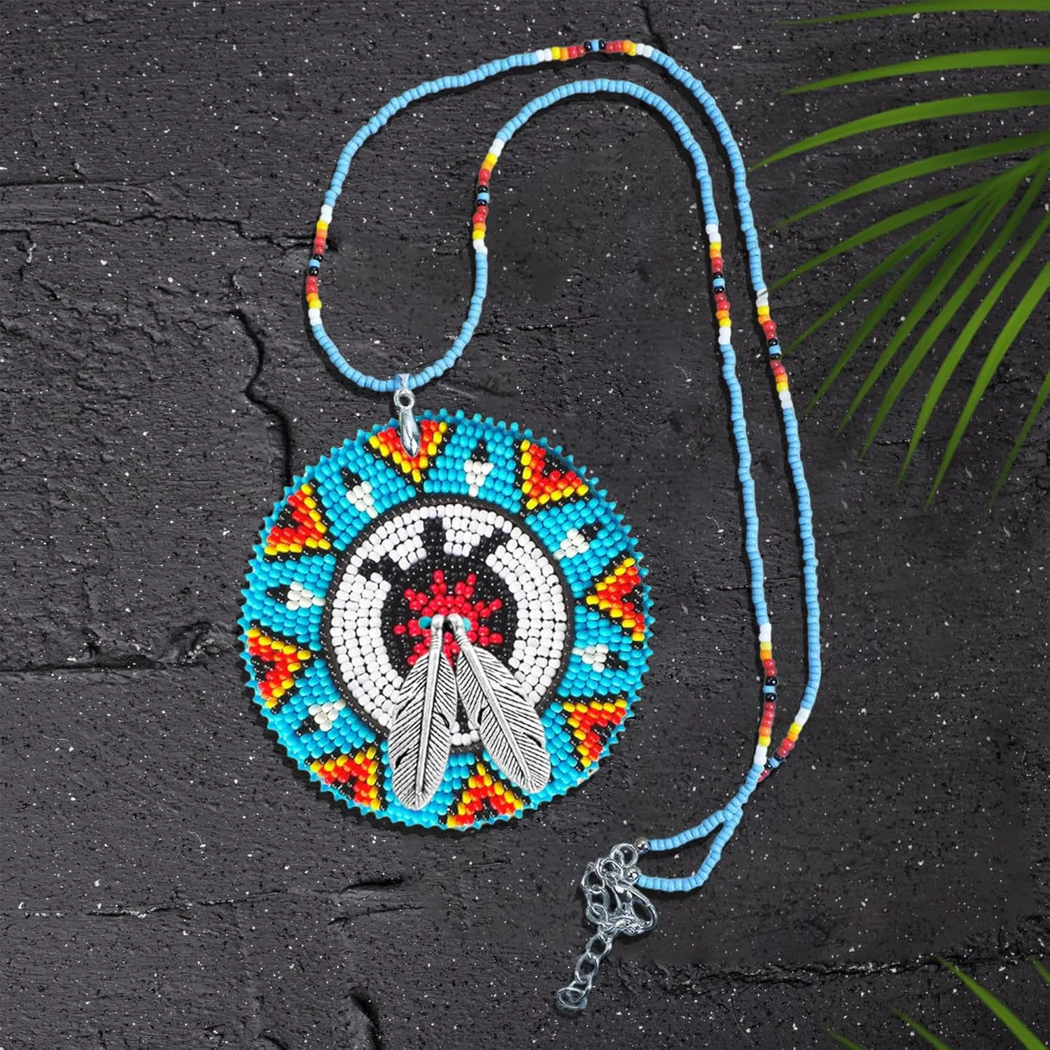 Native American Beaded Handmade Necklace, Indigenous Women Necklace Pendant With Native American Style for Woman