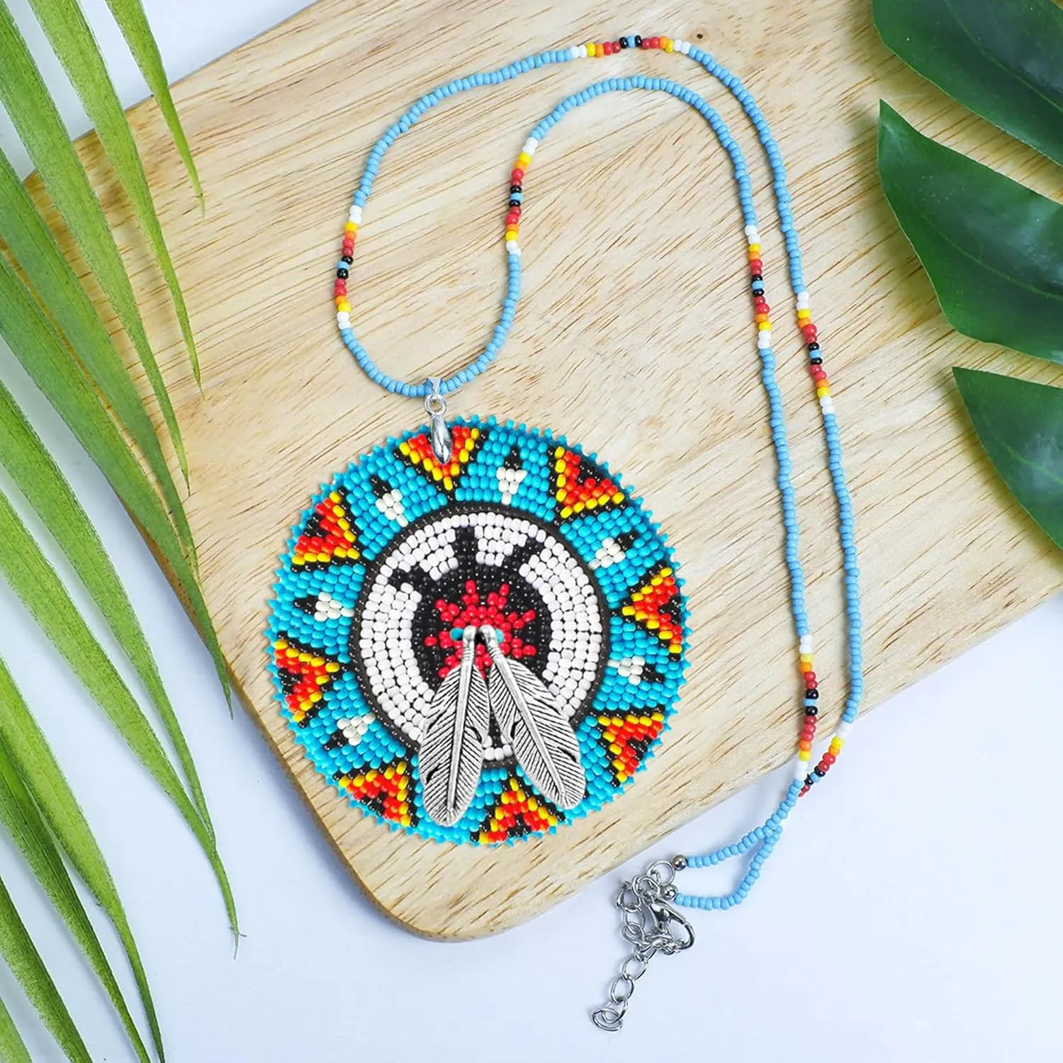 Native American Beaded Handmade Necklace, Indigenous Women Necklace Pendant With Native American Style for Woman