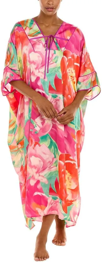 Natori Botan Tie Front Caftan