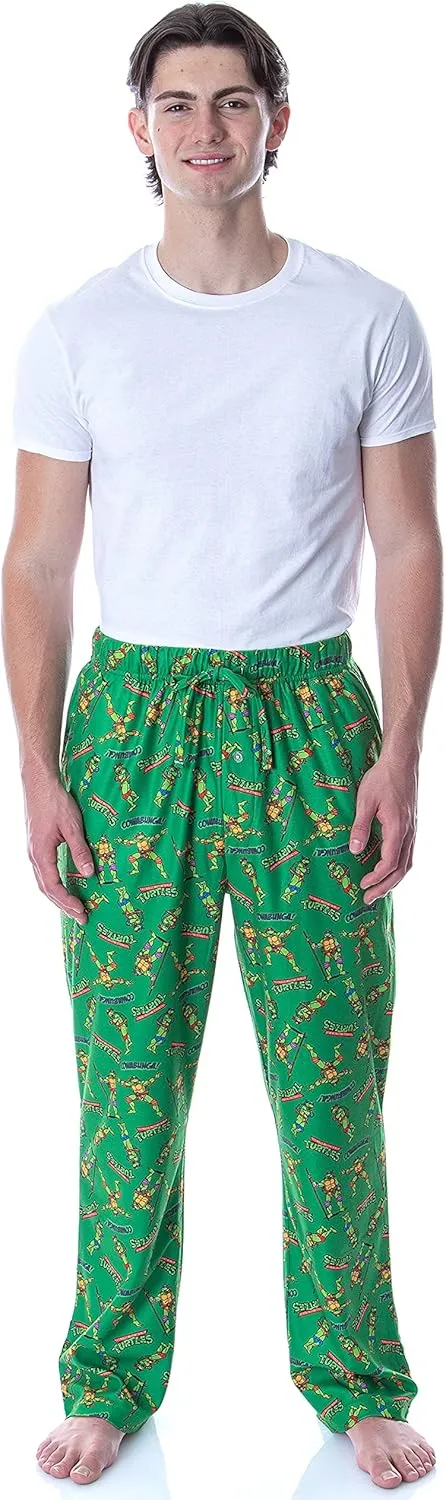 Nickelodeon Men's Teenage Mutant Ninja Turtles TMNT Allover Loungewear Sleep Bottoms Pajama Pants