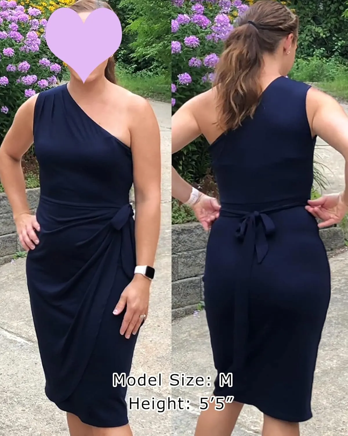 One Shoulder Party Dress for Women Faux Wrap Ruched Sheath Cocktail Wedding Guest Dresses