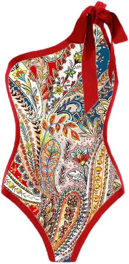 One Swimsuits for Women Floral Swimwear with Long Skirt Sarongs Tankini Bathing Suit Vacation Beachwear Bikini Set