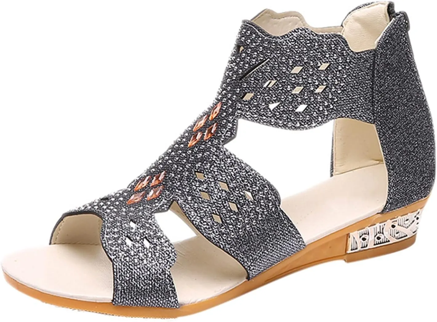 orthopedic shoes for women Sandals for Women Dressy Summer 2024, Women's Beach Flats Sandals Bohemia Summer Beaded Ankle Strappy Sandal Dressy