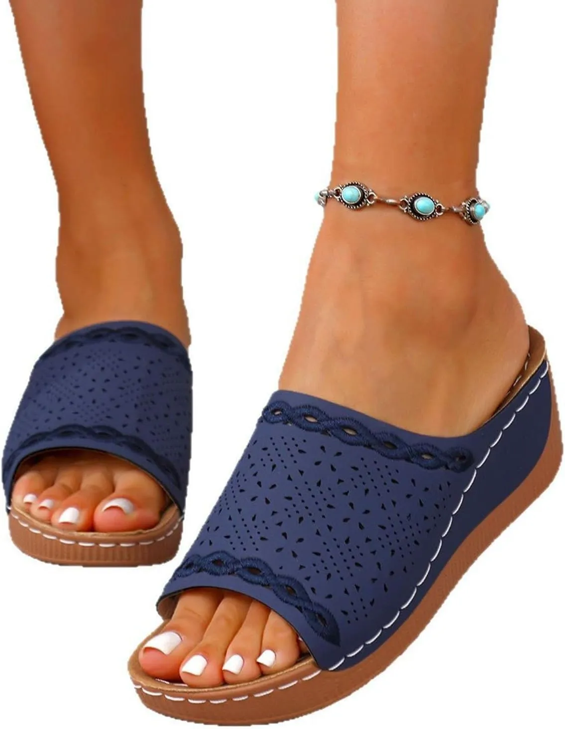 Orthopedic Wedge Sandals for Women 2025 Hollow Arch Support Slides Comfortable Breathable Slippers Walking Shoes
