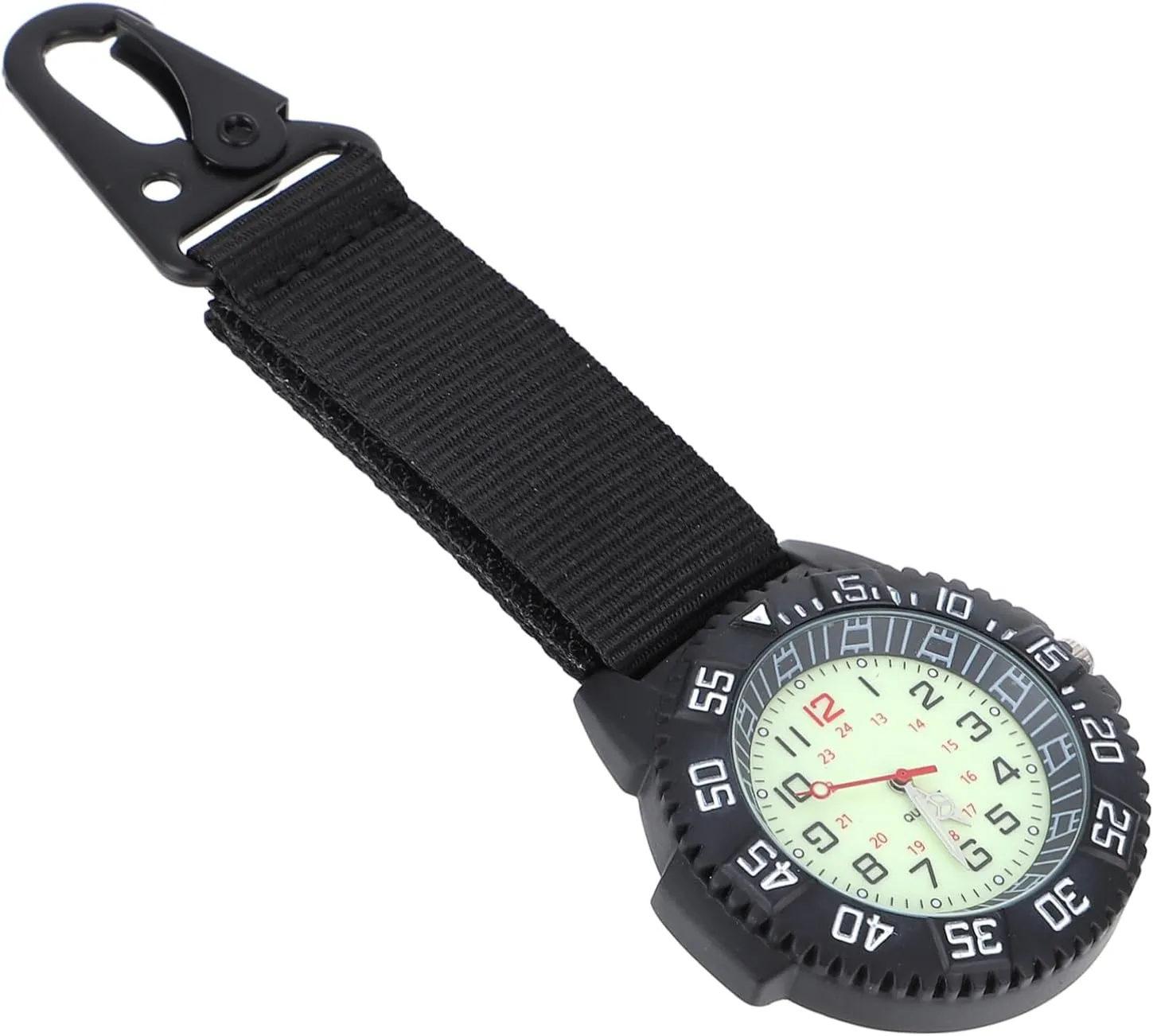 Outdoor Carabiner Pocket Watch Multi Functional Hiking Clip Watch with Buckle for Backpackers Durable Design for Explorers and Mountain Climbers