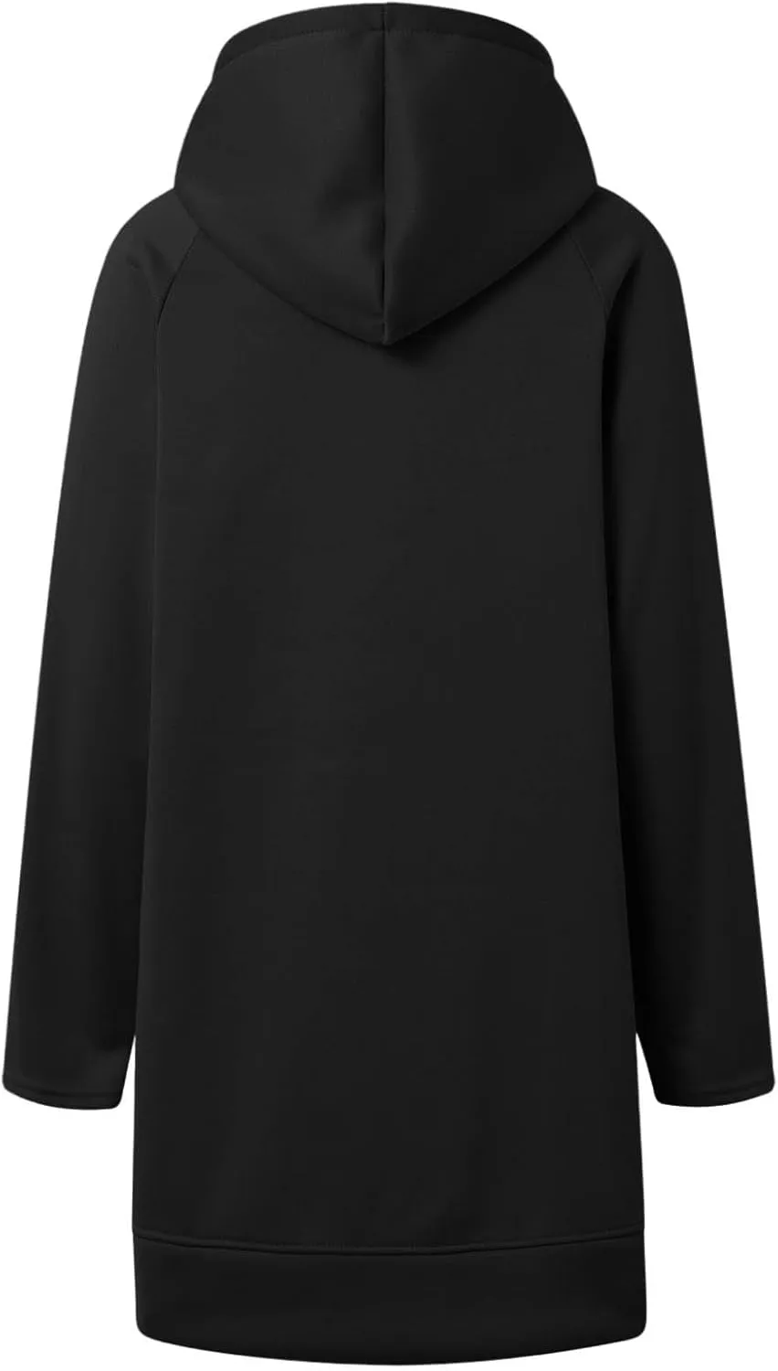Oversized Hoodie Dress for Women Casual Drawstring Long Sweatshirt with Pocket Bow love Graphic Print Split Hem Shirt