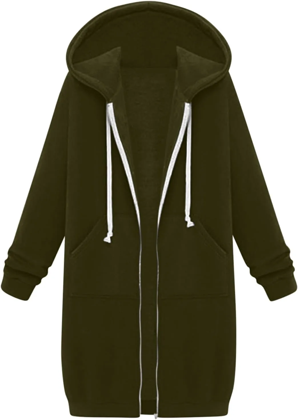 Oversized Hoodies for Women Zip Up Knee Length Tunic Sweatshirts Casual Long Sleeve Spring Hooded Jackets with Pocket