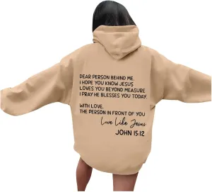 Oversized Letter Print Hoodies for Women Casual Long Sleeve Loose Fit Pullover 2025 Y2k Teen Girls Spring Clothes
