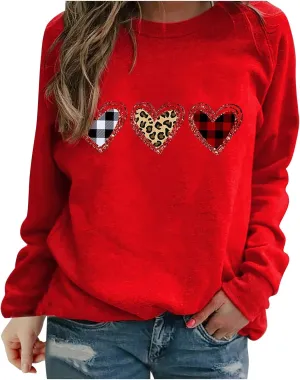 Oversized Sweatshirt for Women Valentines Sweatshirts Long Sleeve Crewneck Pullover Fashion Graphic Sweatshirts