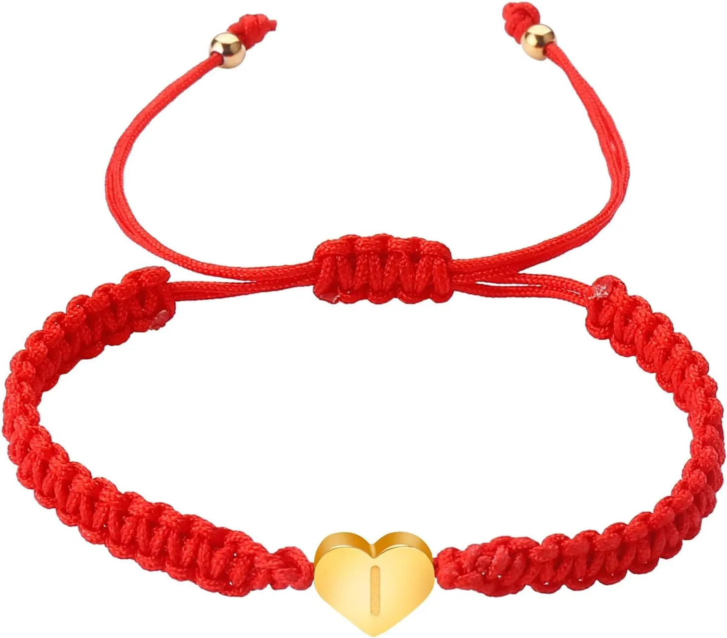 Packs of Earnings Gold Plated Letter Woven Bracelet Dainty Heart Charm Red Bracelet Woven Red Divers (I, One Size), hPjrz6OWh