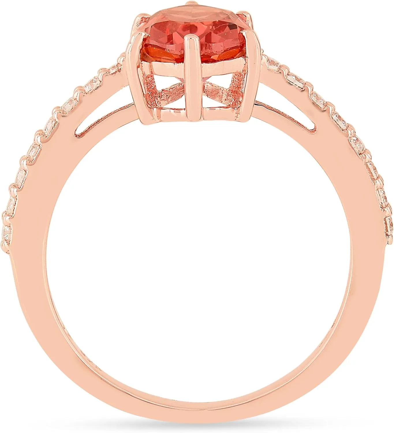 Peach Padparadscha Sapphire Teardrop Ring Lab Grown Pink Orange Sapphire Ring For Women- Peach Teardrop Solitaire 14k Rose Gold Over Silver Ring For Her