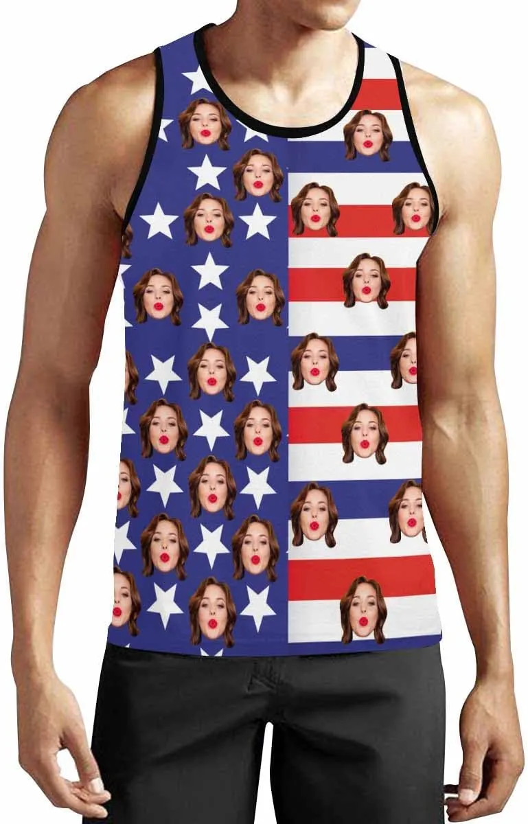 Personalized Face Tank Tops for Men Custom Funny Men's Graphic Tanks Top with Photo