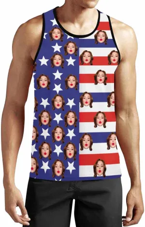 Personalized Face Tank Tops for Men Custom Funny Men's Graphic Tanks Top with Photo