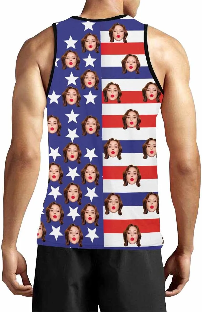 Personalized Face Tank Tops for Men Custom Funny Men's Graphic Tanks Top with Photo