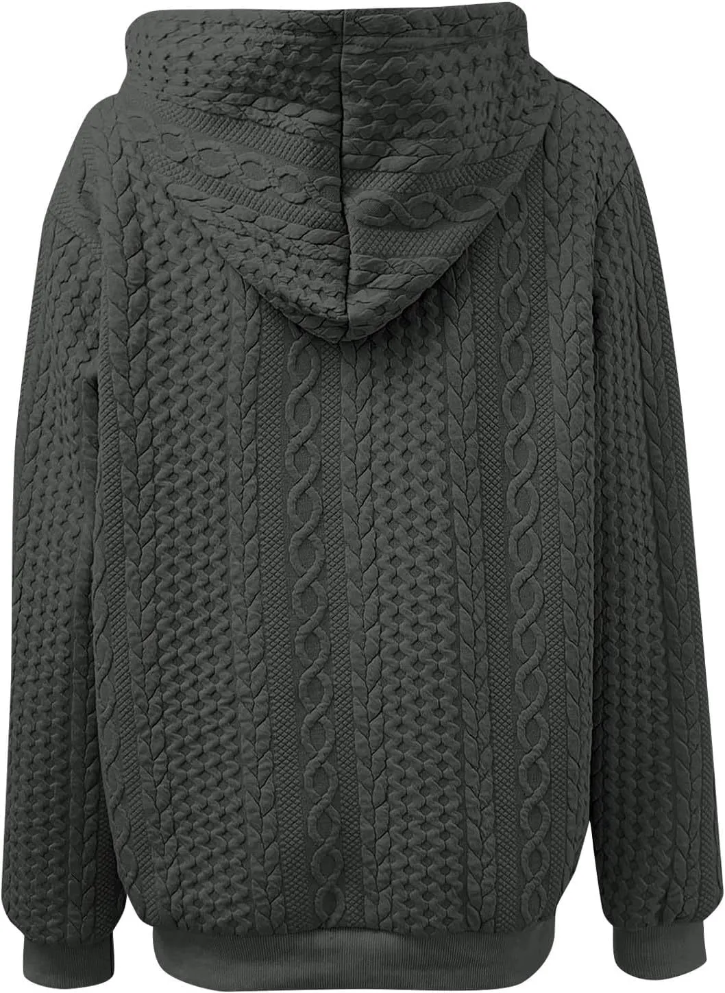 PETYCZEN Fall Sweatshirts for Women Casual Long Sleeve Lightweight Cable Knit Oversized Hoodie Drawstring Pullover Tops