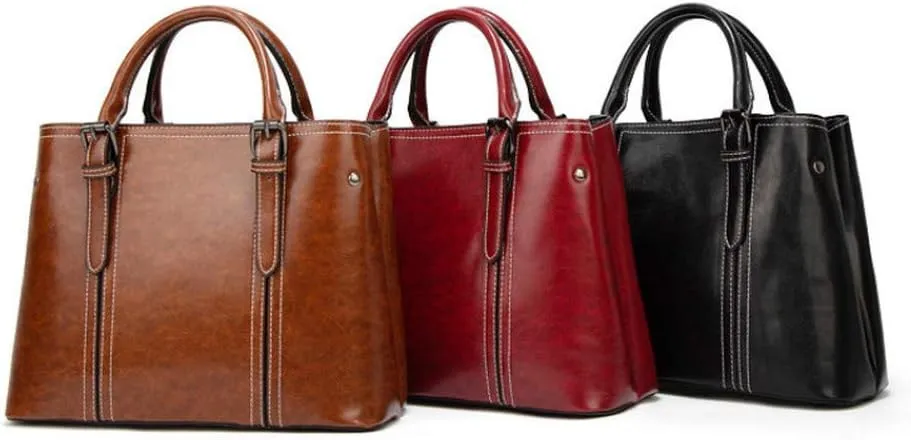 Purses and Handbags for Women Fashion Ladies PU Leather Top Handle Satchel Shoulder Tote Bags (Brown)