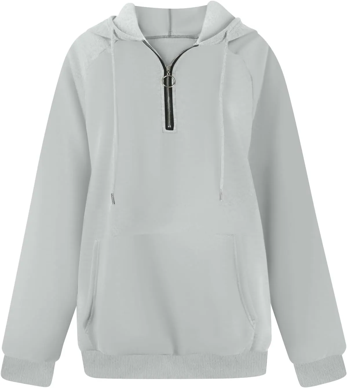 Quarter Zip Pullover Women,2024 Fall Casual Loose Oversized Hoodies Plain Long Sleeve Shirts With Kangaroo Pockets