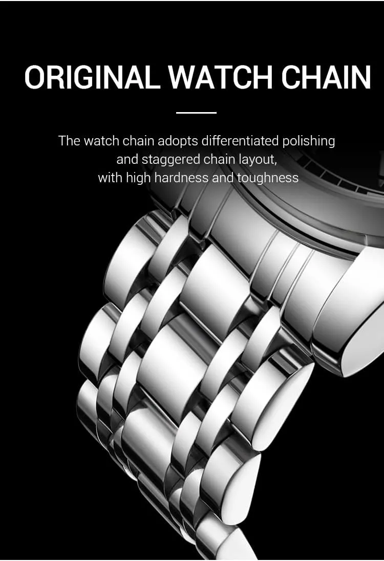 Quartz Mens Watches Stainless Steel Waterproof Watches for Men,Night Light Calendar Chronograph Watch for Men