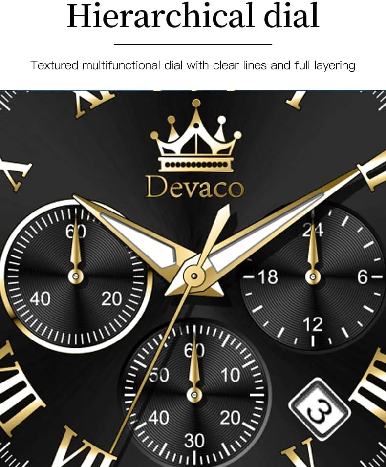 Quartz Mens Watches Stainless Steel Waterproof Watches for Men,Night Light Calendar Chronograph Watch for Men