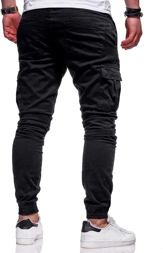 QWENTMTNTY Cargo Pants for Men Slim Fit Casual Cotton Skinny Joggers Big and Tall Hiking Athletic Gym Workout Sweatpants