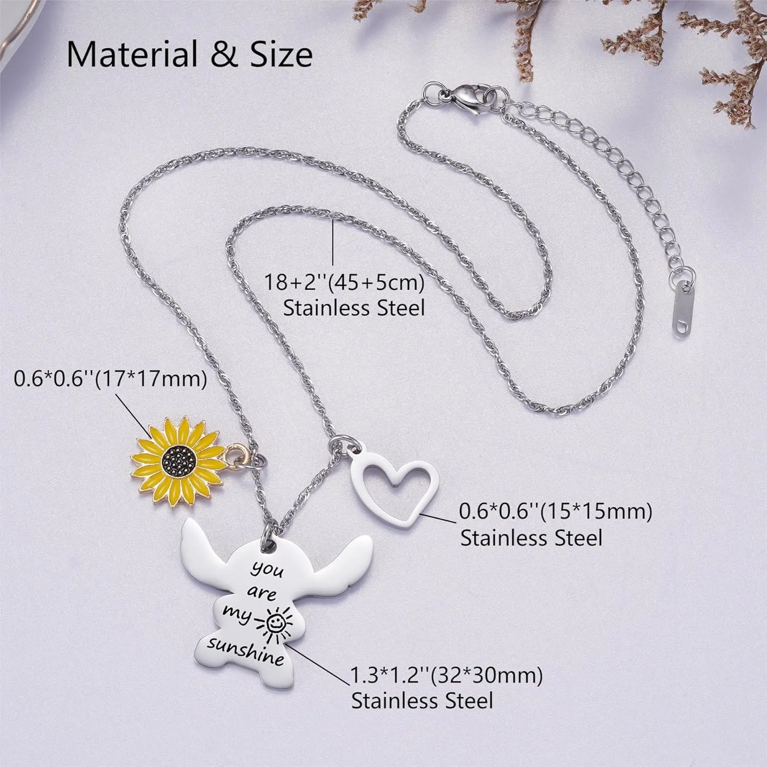 Ralukiia Ohana Means Family Necklace Stitch Keychain Jewellery Gifts for Women Men