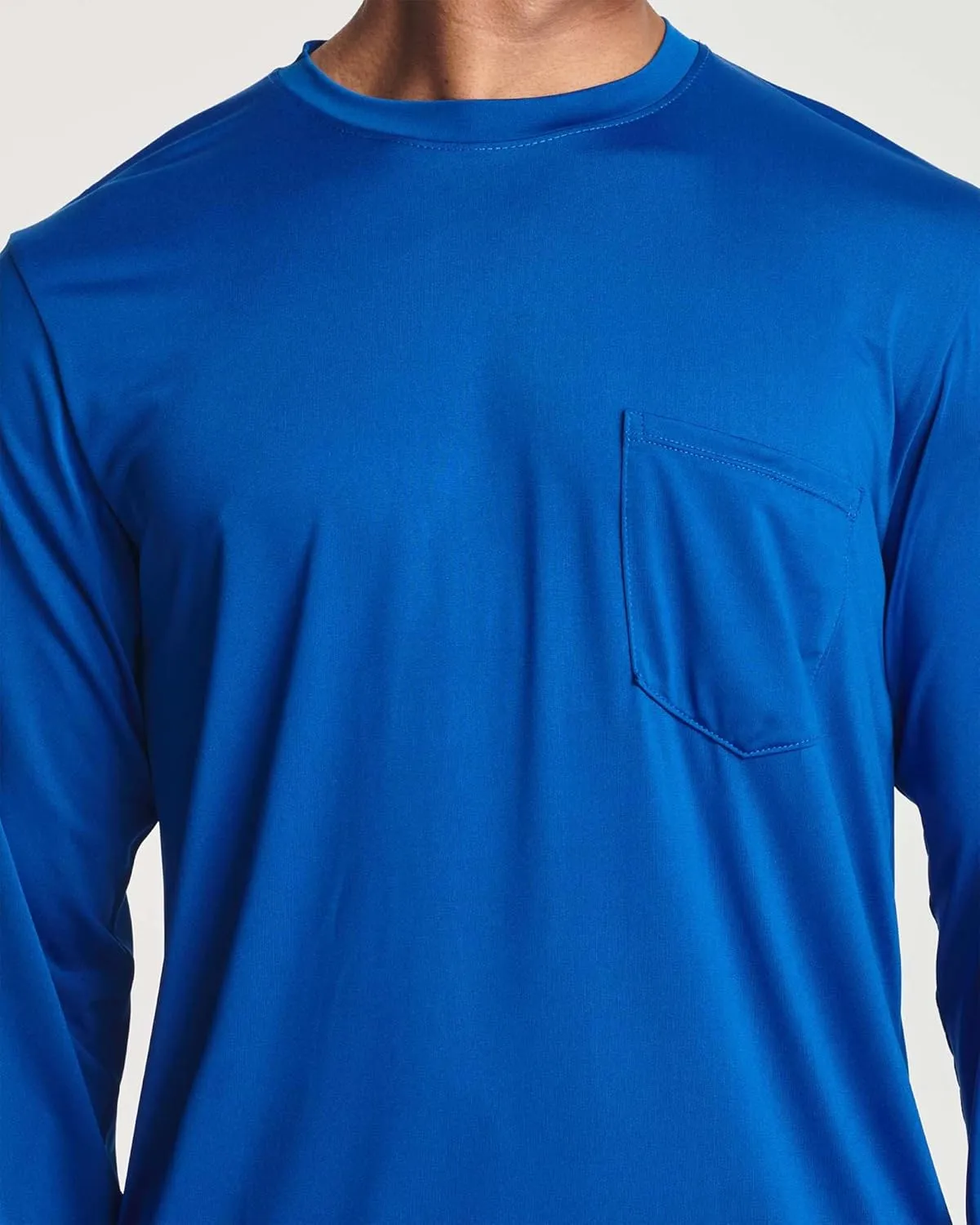 Real Essentials 4 Pack: Men's Dry-Fit Active Athletic Long Sleeve Pocket Crew T-Shirt Outdoors UPF 50 S-5XLT