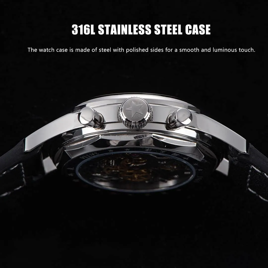 Retro Chronograph Men Watches ST1901 Mechanical Movement Hand Winding Men Wristwatches Sapphire Crystal Waterproof Military Pilot Watch for Men
