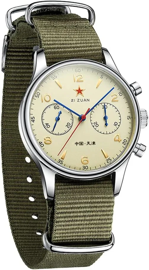 Retro Chronograph Men Watches ST1901 Mechanical Movement Hand Winding Men Wristwatches Sapphire Crystal Waterproof Military Pilot Watch for Men