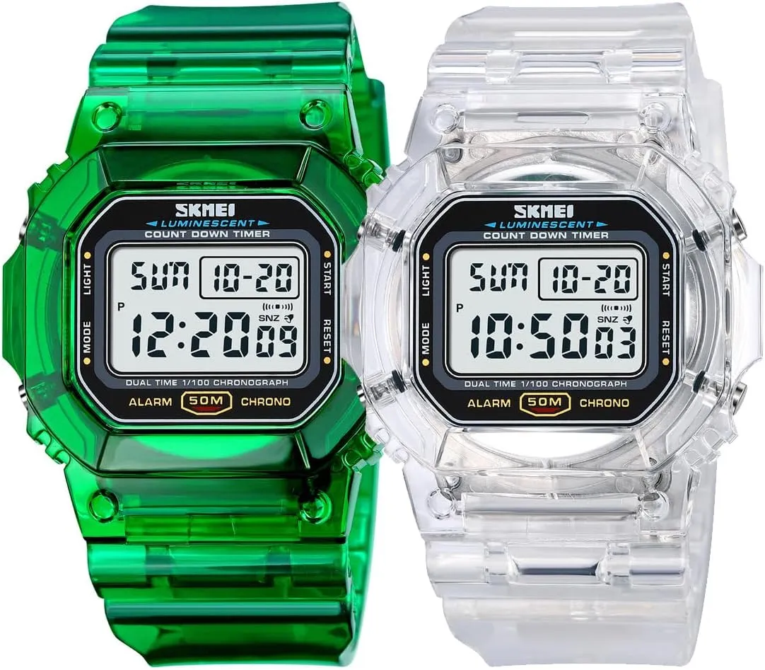 RNONDRY Womens Mens Digital Watch, Waterproof Green Watches for Men, Women's Digital Wat, Waterproof Green Watches for Men, Women's Digital Watch for Boys Girls Wrist Watch with Date Alarm & Countdown