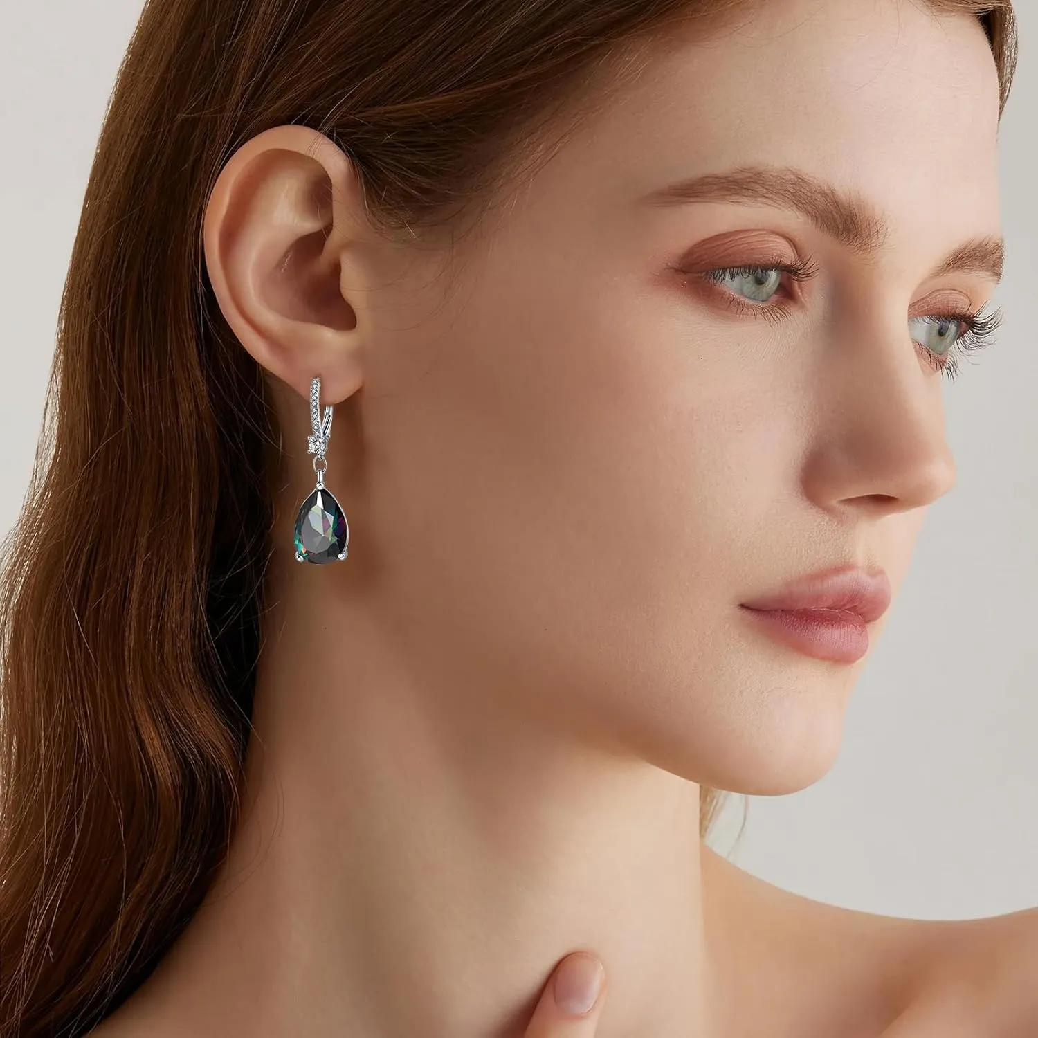S925 Sterling Silver Teardrop Leverback Dangle Earrings for Women Hypoallergenic, 1014mm Pear Cubic Zircon Drop Earrings Trendy Jewelry for Sensitive Ears