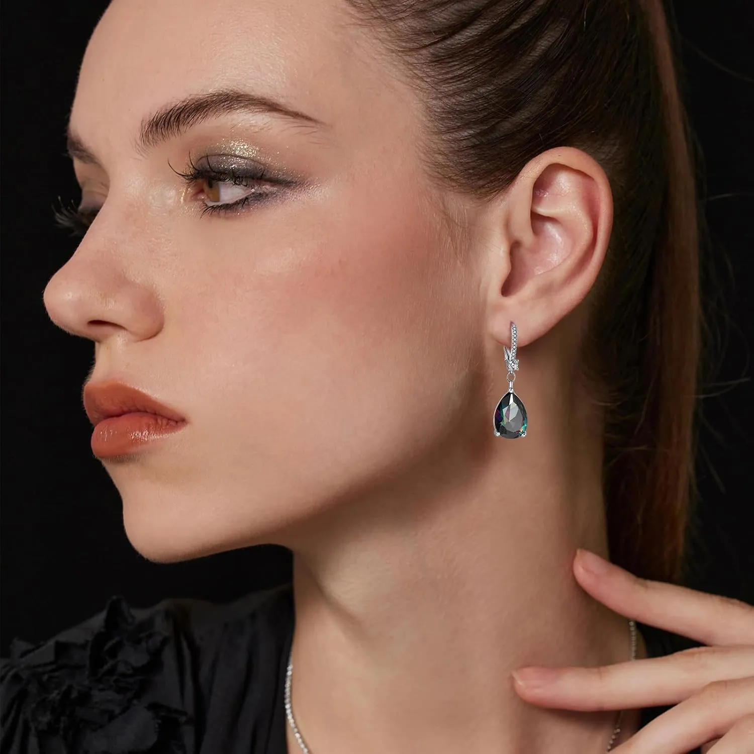 S925 Sterling Silver Teardrop Leverback Dangle Earrings for Women Hypoallergenic, 1014mm Pear Cubic Zircon Drop Earrings Trendy Jewelry for Sensitive Ears
