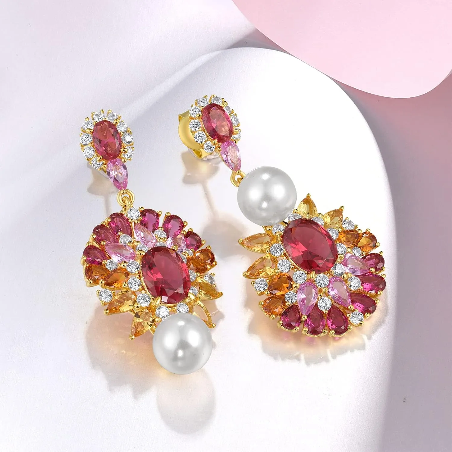 Santuzza 925 Sterling Silver Sector Cubic Zirconia Earrings for Women