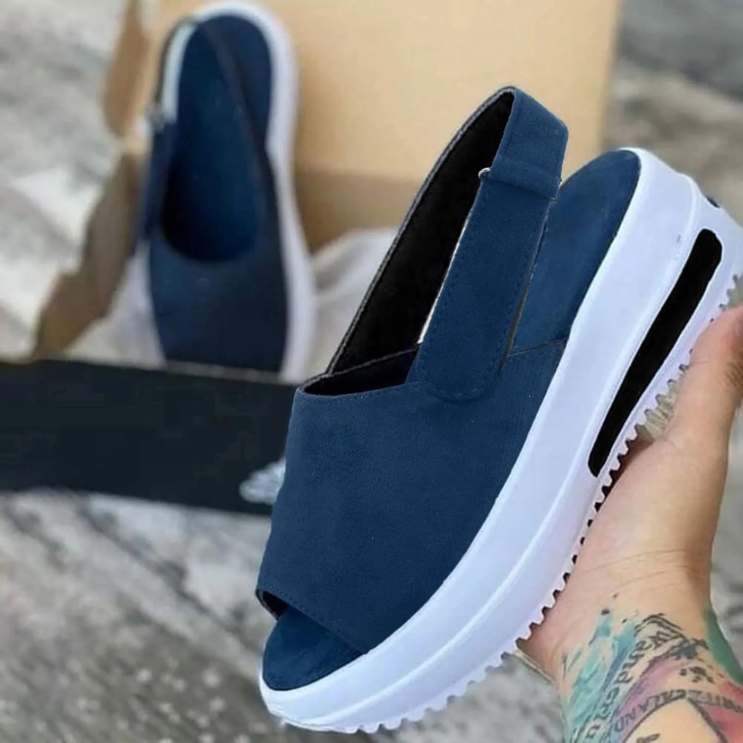 SBGMoSJ Platform Wedge Sneakers for Women Dressy Sneakers for Women 2023 Slip On Wide Black Shoes Women Sneakers Chunky Women's Sneakers Wide Toe Box Athletic Walking Shoes Women Wide Toe Box
