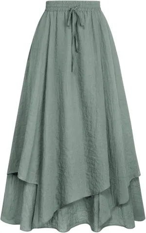 Scarlet Darkness Women Renaissance High Waist Skirt Double Layered Flowy Long Skirts