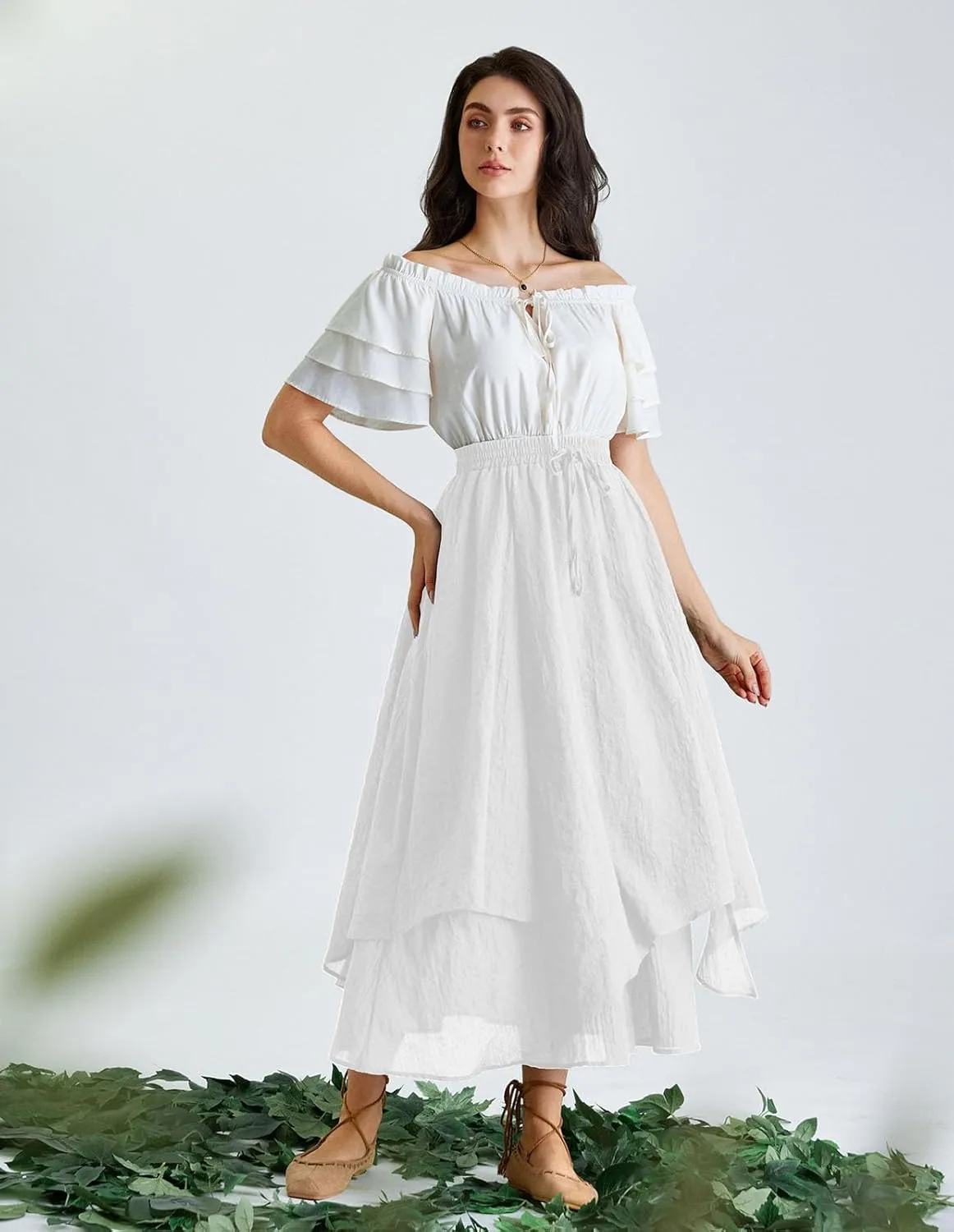 Scarlet Darkness Women Renaissance High Waist Skirt Double Layered Flowy Long Skirts