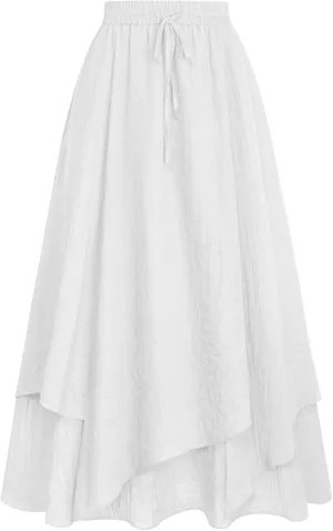Scarlet Darkness Women Renaissance High Waist Skirt Double Layered Flowy Long Skirts