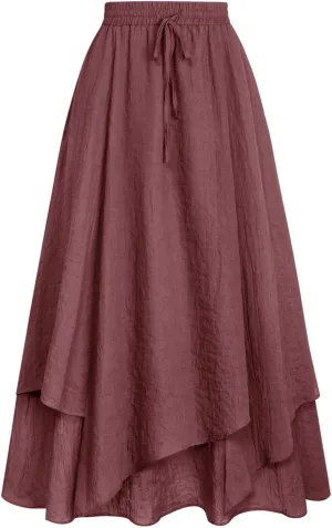 Scarlet Darkness Women Renaissance High Waist Skirt Double Layered Flowy Long Skirts